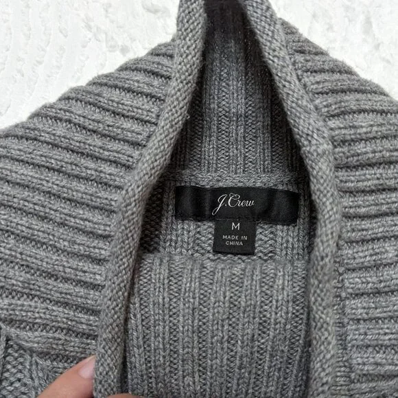 J. Crew Women's Turtleneck Cable-Knit Long Sleeve Sweater Medium Gray M1252 - Picture 3 of 4